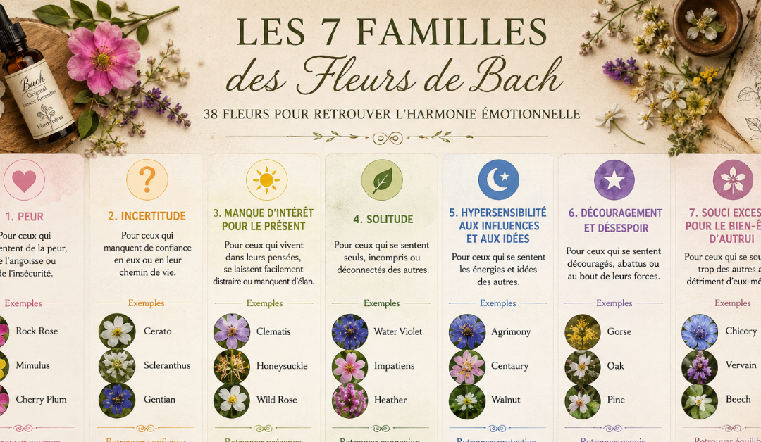 Les 7 familles émotionnelles des Fleurs de Bach.